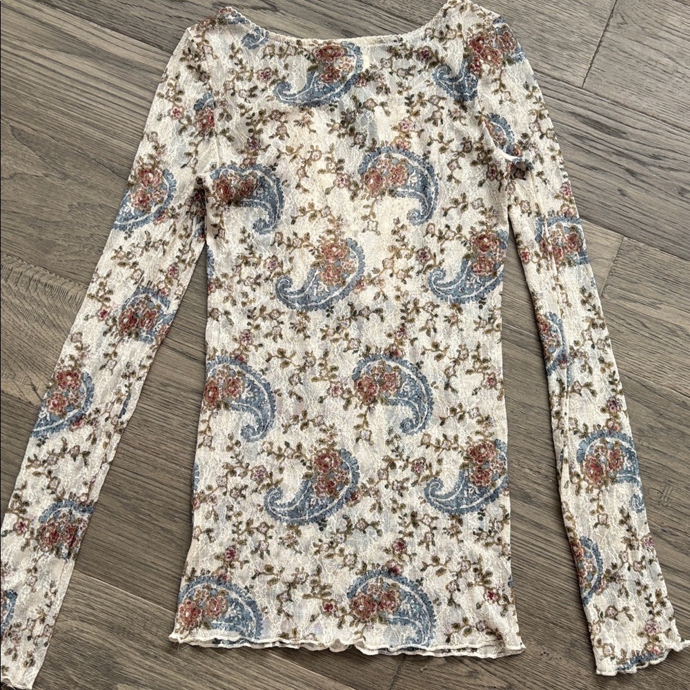 Ralph Lauren | Denim & Supply Paisley And Floral Lace Henley Top Size XSmall - Picture 11 of 11